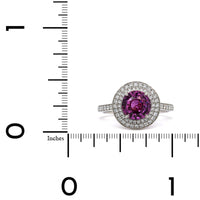 Platinum Round Pink Sapphire Double Diamond Halo Ring