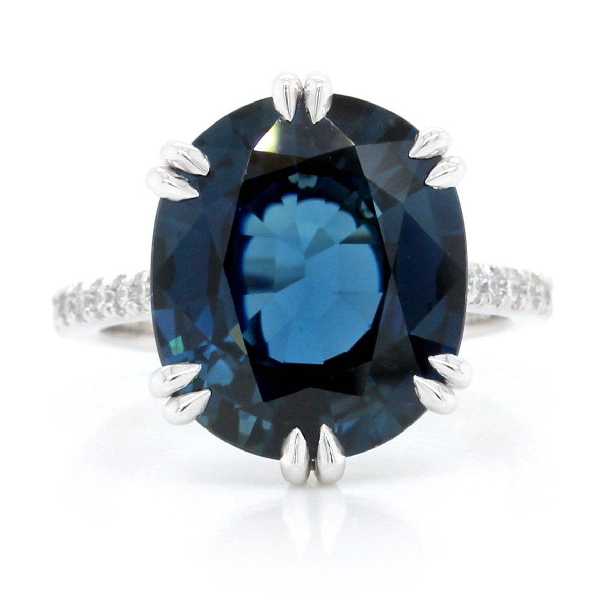 Platinum Oval Blue Sapphire and Diamond Ring