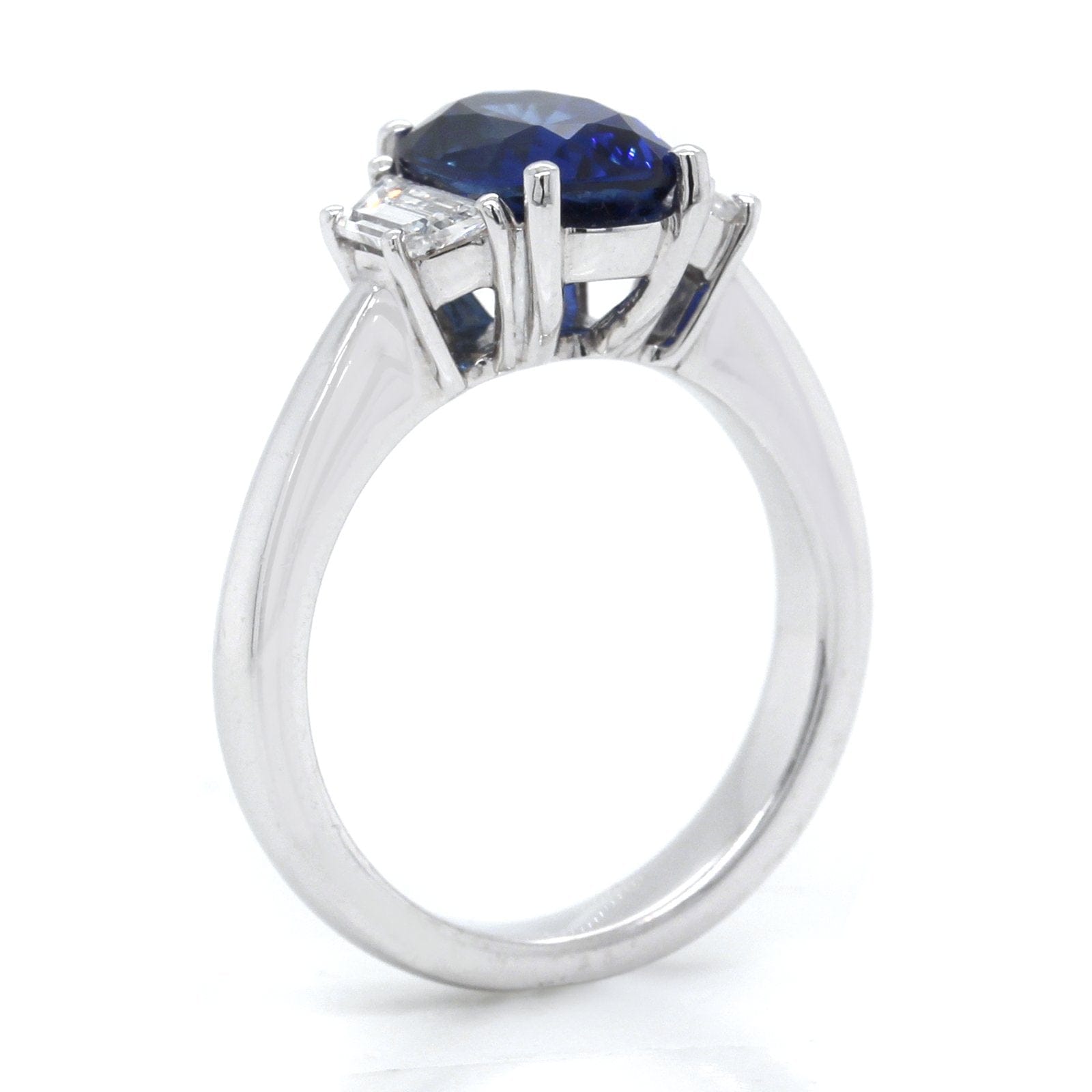 Platinum Oval Sapphire with Diamond Ring