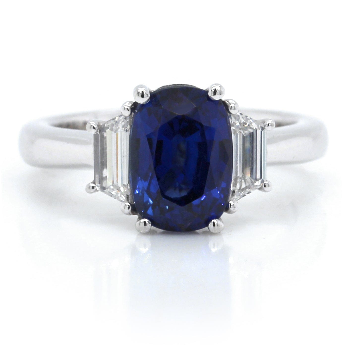 Platinum Oval Sapphire with Diamond Ring