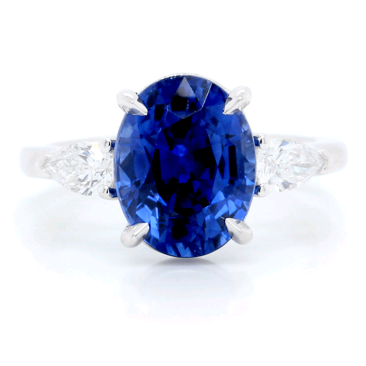 Platinum Oval Sapphire and Diamond Ring