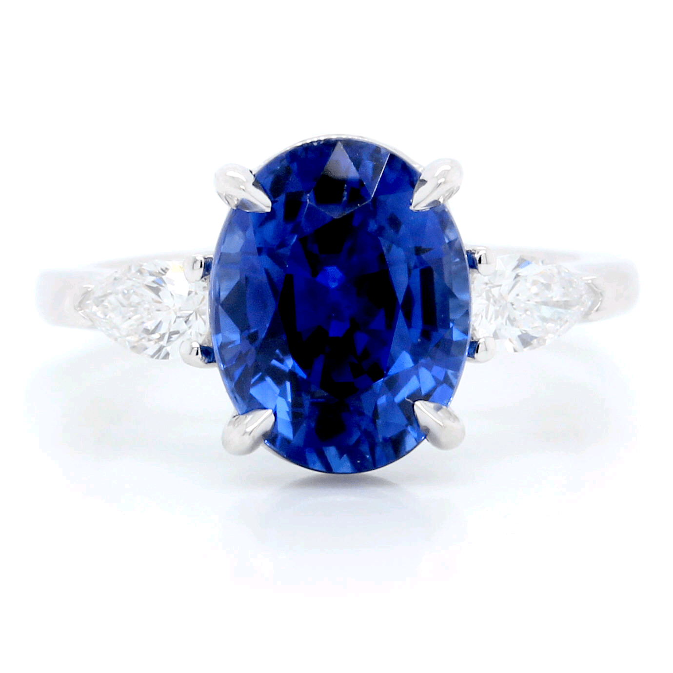 Platinum Oval Sapphire and Diamond Ring