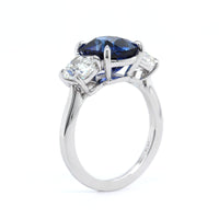 Platinum Cushion Sapphire and Diamond Ring
