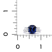 Platinum Cushion Sapphire and Diamond Ring