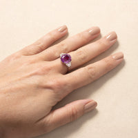 Platinum Pink Sapphire and Diamond Three Stone Ring