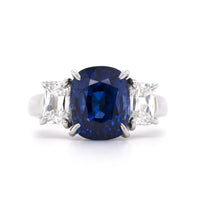Platinum Sapphire and Diamond 3 Stone Ring