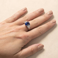 Oscar Heyman Platinum Sapphire and Diamond 3 Stone Ring