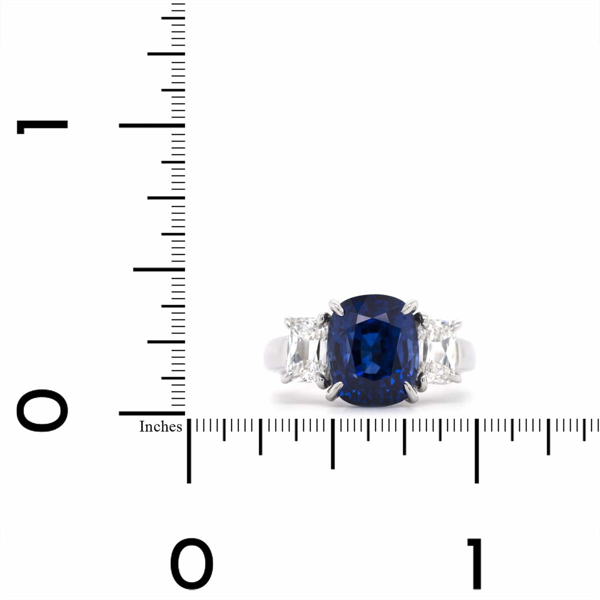 Platinum Sapphire and Diamond 3 Stone Ring