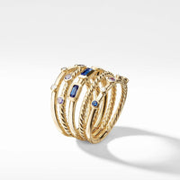 Novella Stack Ring in Light Blue Sapphire and Purple Sapphire with Diamonds