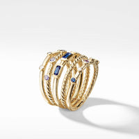 Novella Stack Ring in Light Blue Sapphire and Purple Sapphire with Diamonds