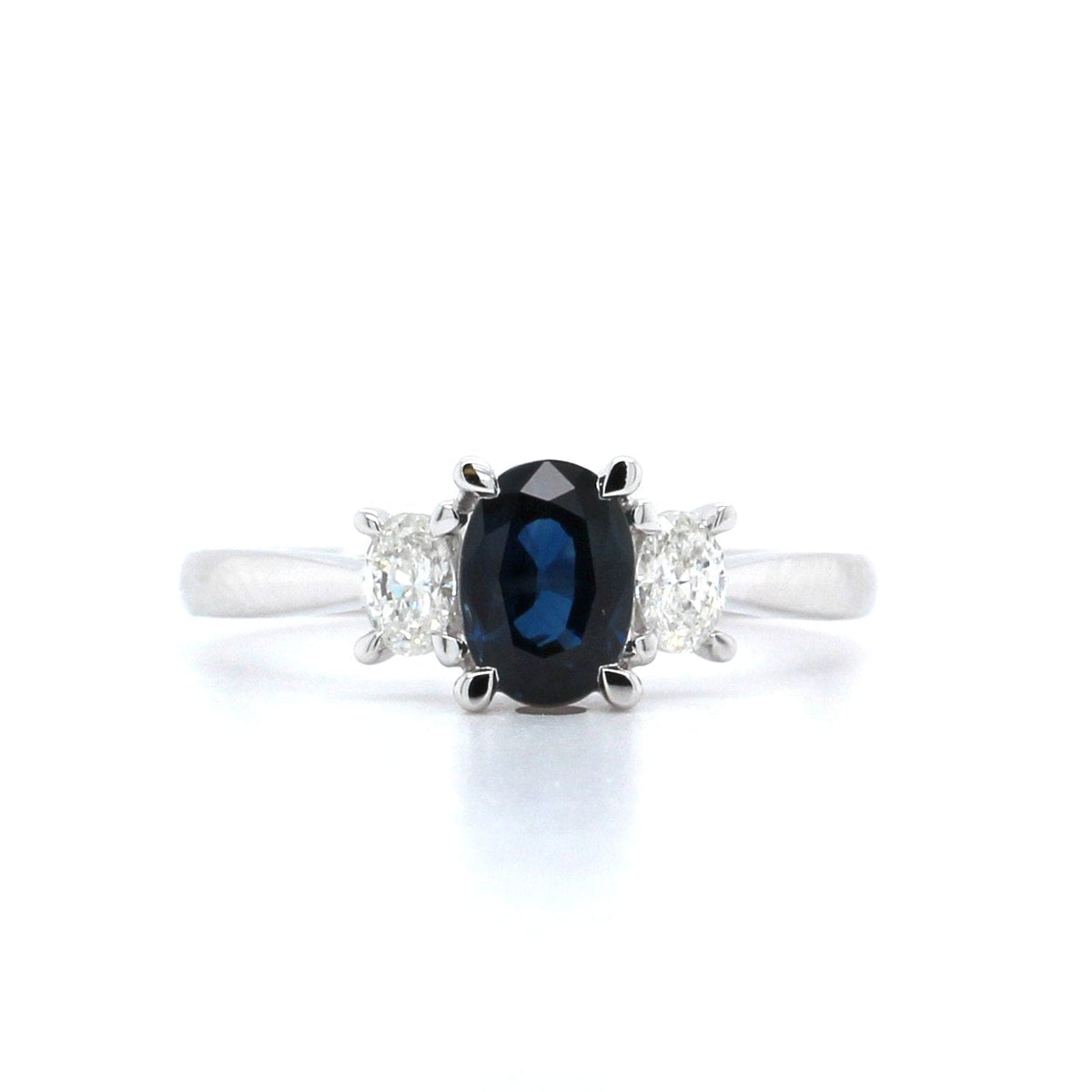 18K White Gold 3 Stone Sapphire Ring