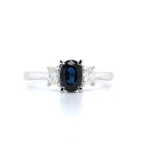 18K White Gold 3 Stone Sapphire Ring