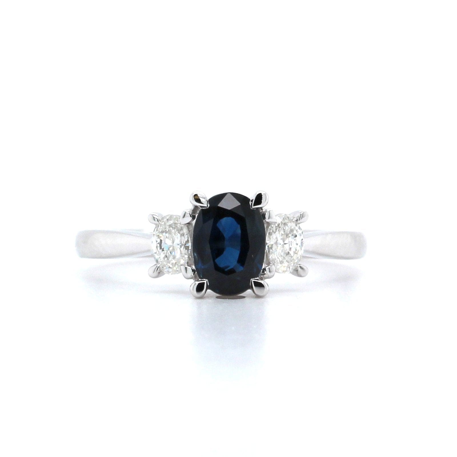 18K White Gold 3 Stone Sapphire Ring