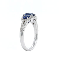18K White Gold 3 Sapphire Diamond Ring