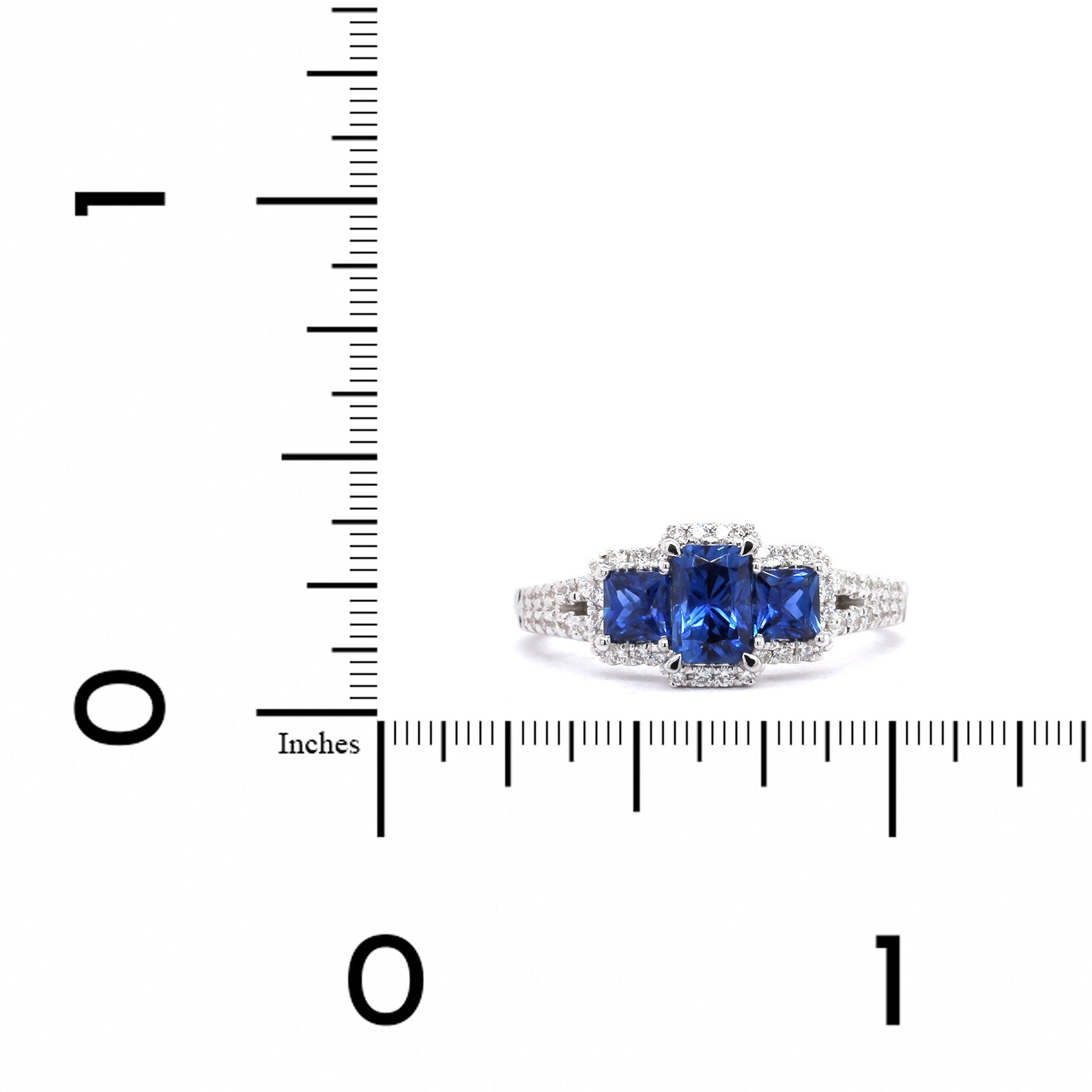 18K White Gold 3 Sapphire Diamond Ring