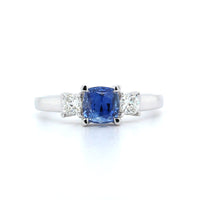 18K White Gold 3 Stone Sapphire Ring