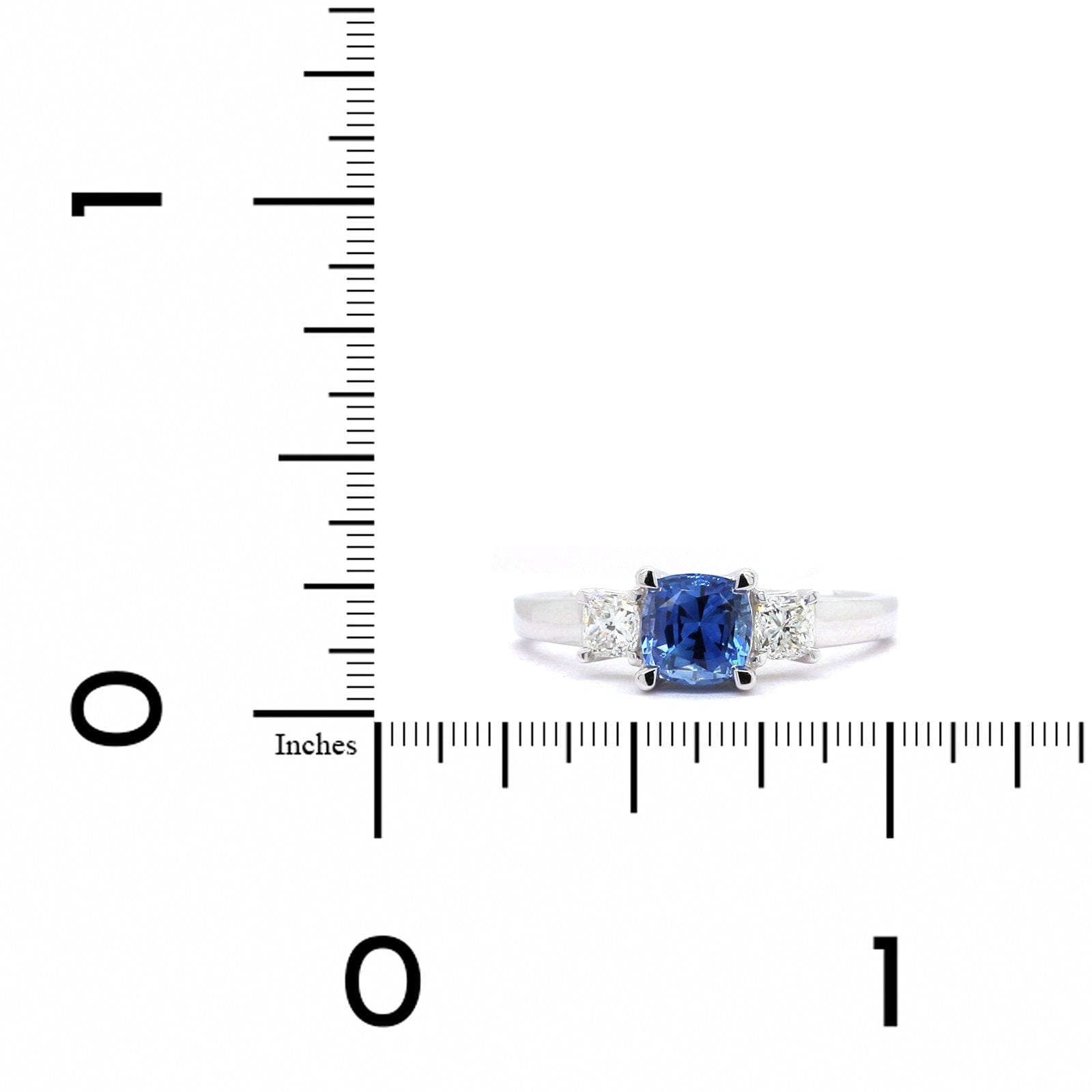 18K White Gold 3 Stone Sapphire Ring