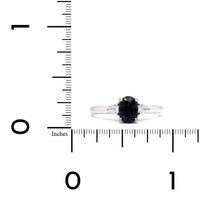 18K White Gold Three Stone Sapphire and Diamond Ring