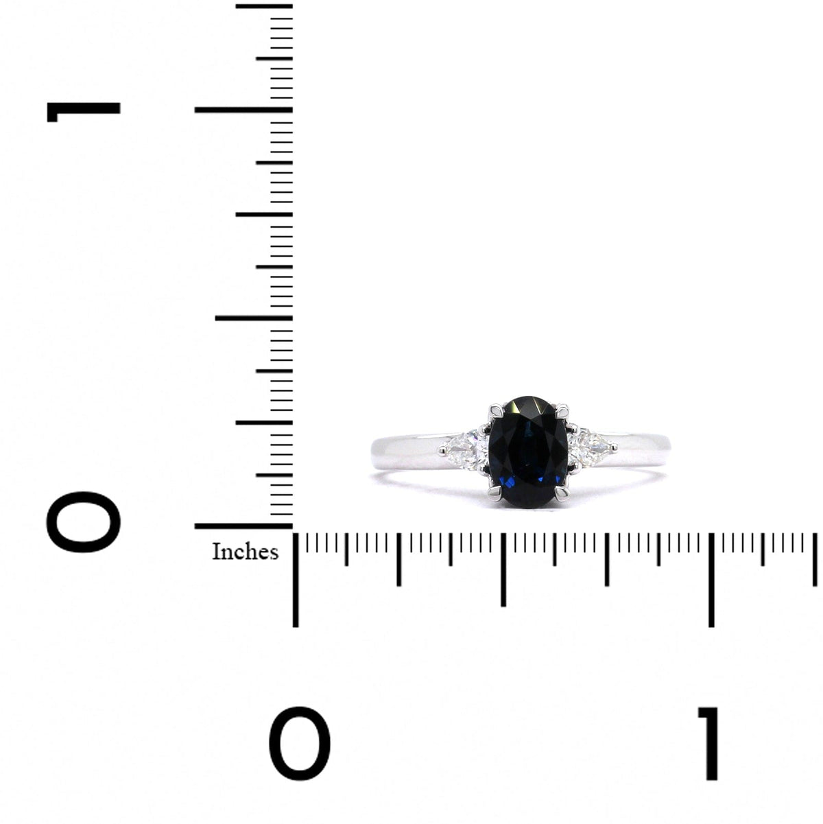 18K White Gold Three Stone Sapphire and Diamond Ring