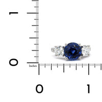 Platinum Round Sapphire Diamond 3 Stone Ring
