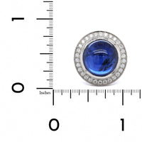 Platinum Cabochon Sapphire Diamond Halo Ring