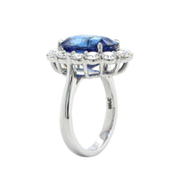 Platinum Oval Sapphire Diamond Halo Ring