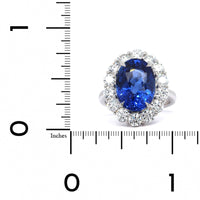 Platinum Oval Sapphire Diamond Halo Ring