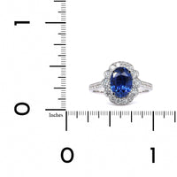 18K White Gold Sapphire and Diamond Halo Ring