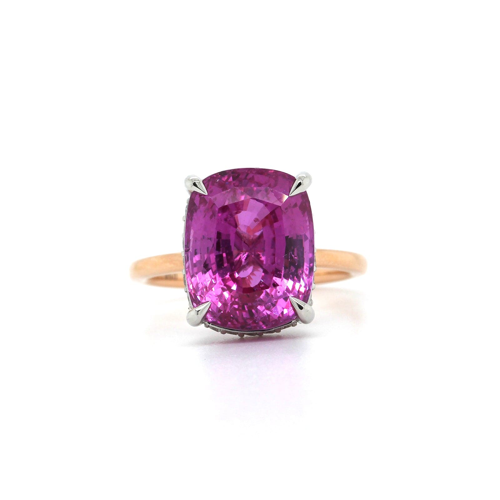 20K Rose Gold and Platinum Pink Sapphire and Diamond Ring