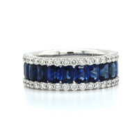 18K White Gold Half Sapphire Half Diamond Eternity Band