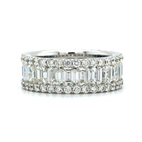 18K White Gold Half Sapphire Half Diamond Eternity Band