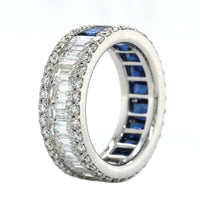 18K White Gold Half Sapphire Half Diamond Eternity Band
