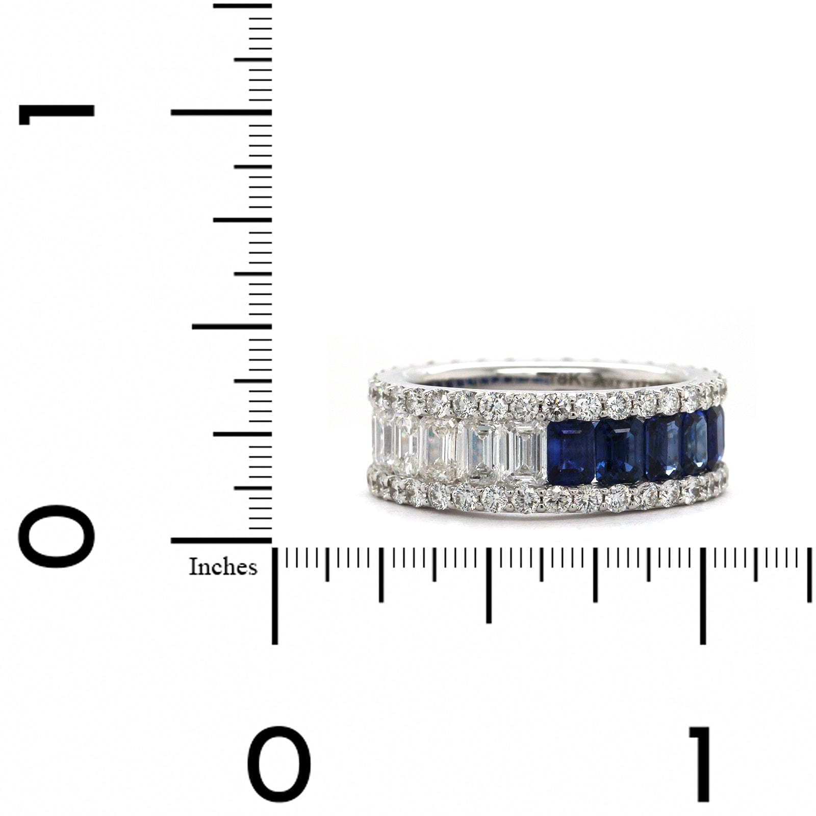 18K White Gold Half Sapphire Half Diamond Eternity Band