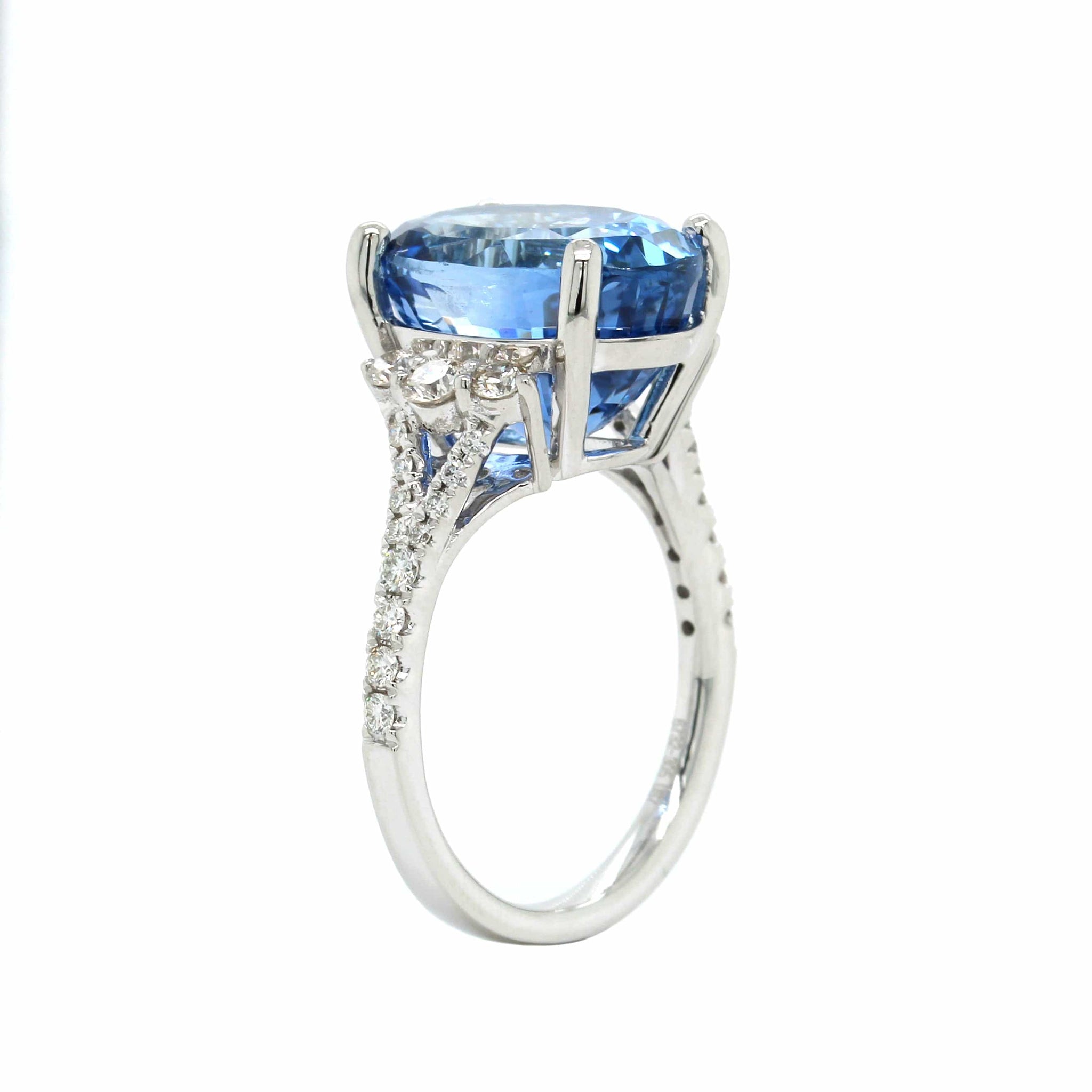 Platinum Oval Sapphire  Diamond Ring