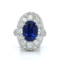 18K White Gold Oval Sapphire Diamond Ring