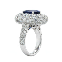 18K White Gold Oval Sapphire Diamond Ring