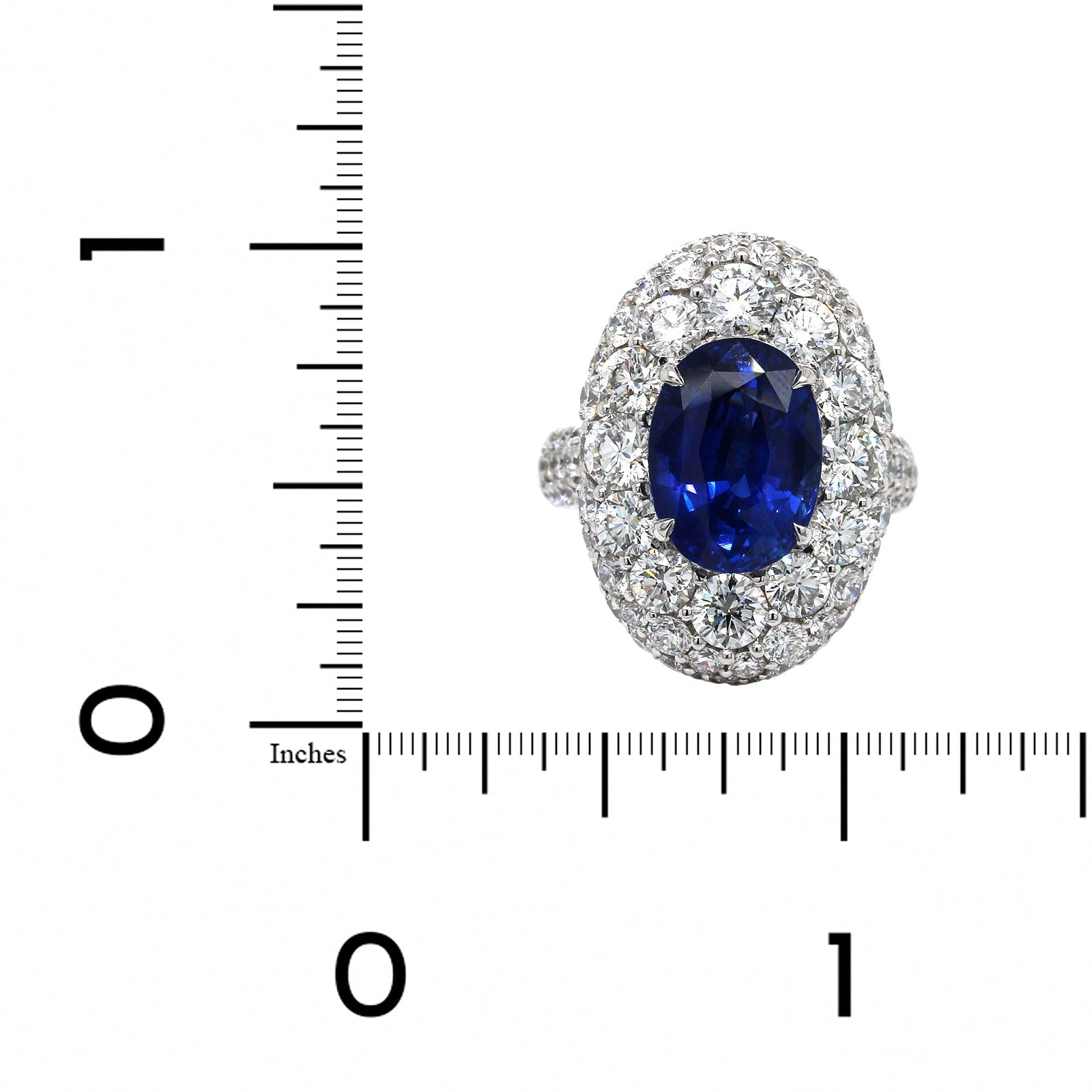 18K White Gold Oval Sapphire Diamond Ring