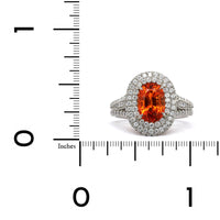 Platinum Oval Orange Sapphire Diamond Halo Ring