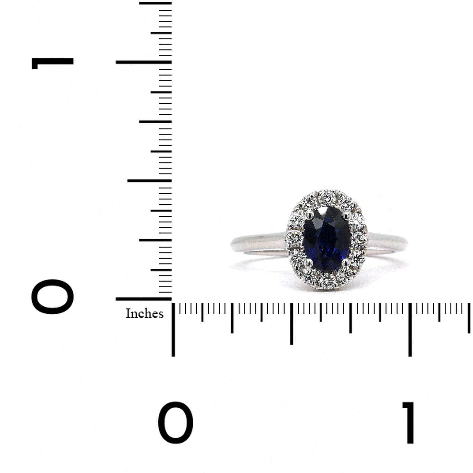 18K White Gold Oval Sapphire and Diamond Halo Ring