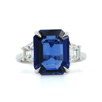Platinum Emerald Cut Sapphire Diamond 3 Stone Ring, Platinum, Long's Jewelers