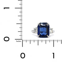 Platinum Emerald Cut Sapphire Diamond 3 Stone Ring, Platinum, Long's Jewelers