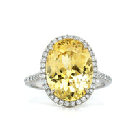 Platinum Oval Yellow Sapphire Diamond Halo Ring, Platinum, Long's Jewelers