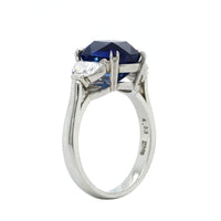 Platinum 3 Stone Cushion Sapphire Diamond Ring, Platinum, Long's Jewelers
