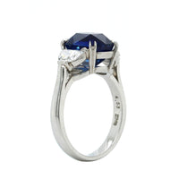 Platinum 3 Stone Cushion Sapphire Diamond Ring, Platinum, Long's Jewelers