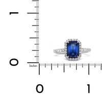 Platinum Emerald Cut Sapphire Diamond Halo Ring, Platinum, Long's Jewelers