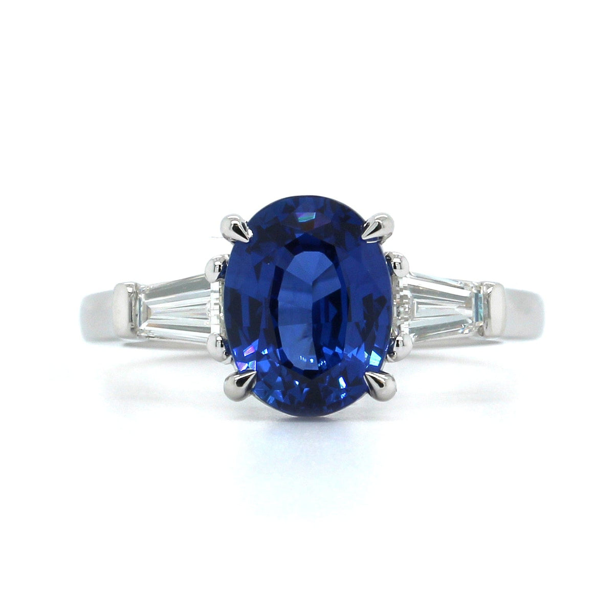 Platinum Oval Sapphire 3 Stone Ring, Platinum, Long's Jewelers