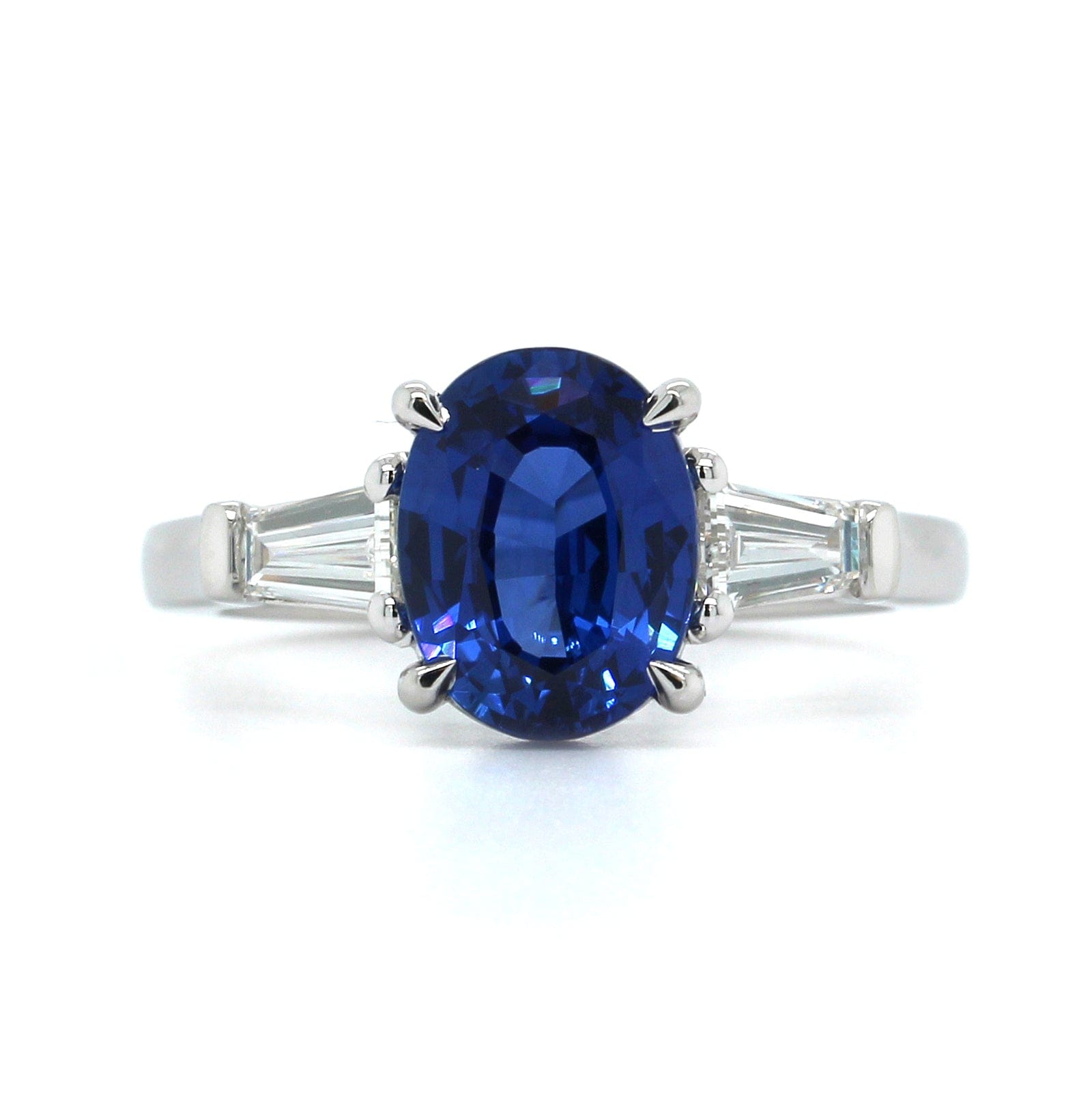 Platinum Oval Sapphire 3 Stone Ring, Platinum, Long's Jewelers