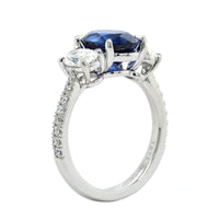 Platinum Oval Sapphire and Diamond 3 Stone Ring, Platinum, Long's Jewelers