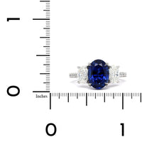 Platinum Oval Sapphire and Diamond 3 Stone Ring, Platinum, Long's Jewelers