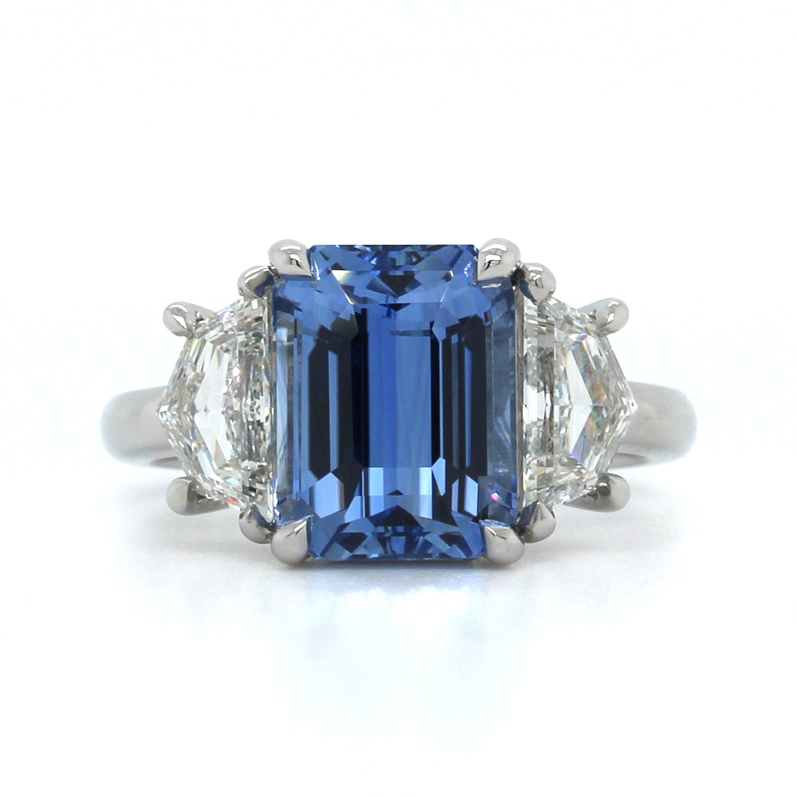 Platinum Emerald Sapphire Diamond 3 Stone Ring, Platinum, Long's Jewelers